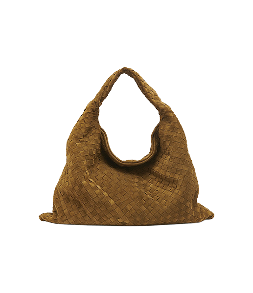 Large Hop Intrecciato Suede Hobo Bag